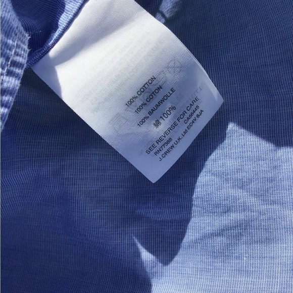 NWOT J.Crew Tipped Off-The-Shoulder Ruffle Blue Cotton Mini Dress Size L - Picture 6 of 6